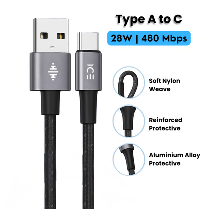 Type A-C + Type C-Lightning Cable
